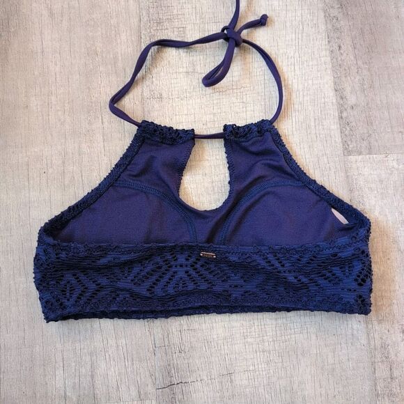 Roxy Bikini Top Juniors Small S Blue Lace Adjustable Straps Padding Boho - Picture 2 of 5